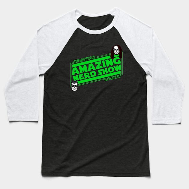Ecto Green Amazing Nerd Show Logo Baseball T-Shirt by The Amazing Nerd Show 
